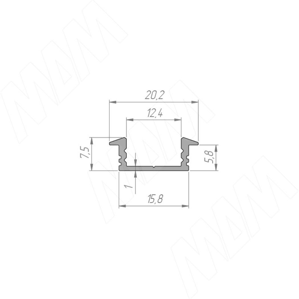 профиль fm1 врезной серебро 20х7 5мм l 3000