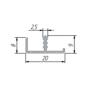 Профиль окантовочный врезной для плиты 16 мм
