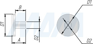 Размеры металлической заглушки для винта конической стяжки GR14 (артикул CF17)