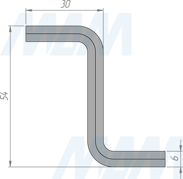Размеры шестигранного Z-образного ключа 6 мм (артикул 6HX-Z MP)