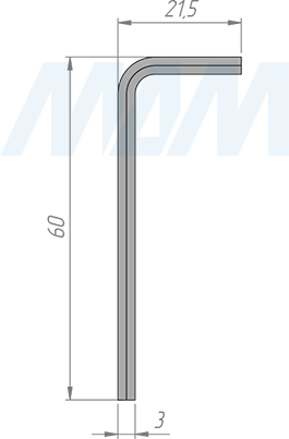 Размеры шестигранного L-образного ключа 3 мм (артикул 3HX-L MP)