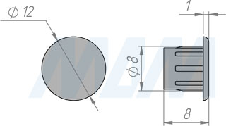 Размер заглушки для технологических отверстий, диаметр 8 мм (артикул CF02)