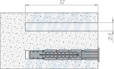 Установка дюбеля с бортиком 6x50 мм (артикул PD.PD.6X50.T)