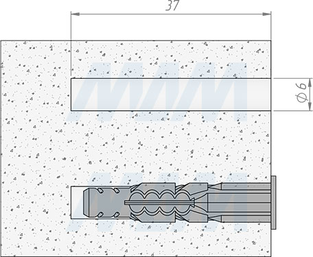 Установка дюбеля с бортиком 6x35 мм (артикул PD.PD.6X35.T)