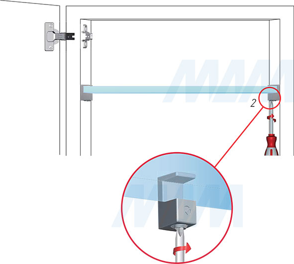 Фиксация полки при использовании полкодержателя GRACE для стеклянных полок (артикул 1 612)