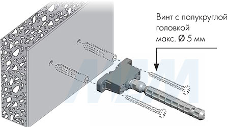 Установка скрытого менсолодержателя TRIADE PRO MINI для деревянных полок толщиной от 25 мм (артикул 1623001000), схема 1