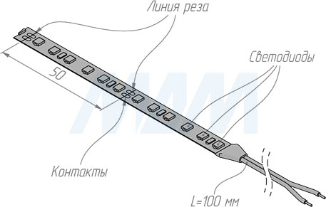 Монтаж и резка светодиодной ленты 2835/120, 24V, IP20, 9.6W/1м (артикул LS24-2835WW20-9.6, LS24-2835NW20-9.6, LS24-2835CW20-9.6)