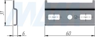 Размеры планки для навесов APC6 (артикул 6 52300 10 ZN)