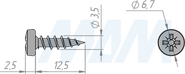 Размеры самореза 3,5х13 мм с полукруглой головкой под крест (артикул UW3,5 X 13 MP)