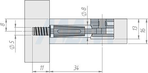 Установка эксцентрика M-FIX для плит толщиной 16 мм (артикул M-FIX), схема 1