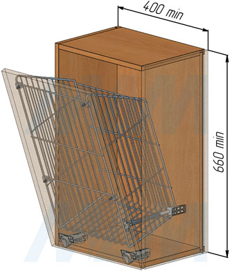 Установка откидной корзины ROUND для белья (артикул KBPBG), схема 1