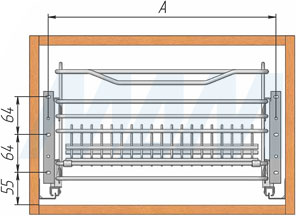Установка корзины-посудосушителя PARTNER (Vibo) с креплением к боковинам, чертеж 3