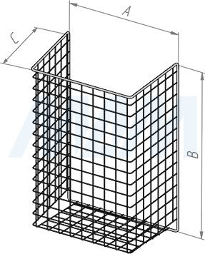 Размеры откидной корзины для белья BASE (артикул КБ)