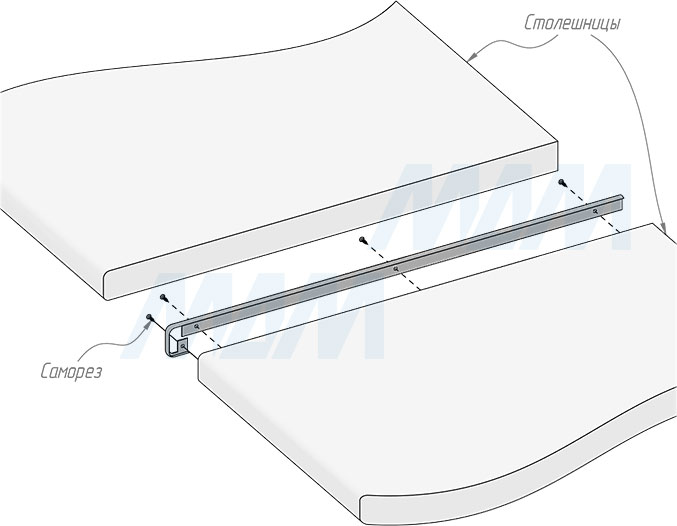 Установка соединительной планки для столешницы толщиной 38 мм (артикул ПС-38)
