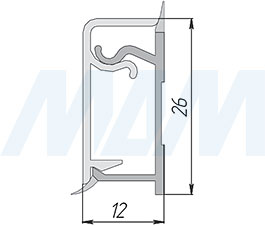 Размеры алюминиевого прямоугольного универсального (горизонтальный/вертикальный) плинтуса (артикул 62.300R)