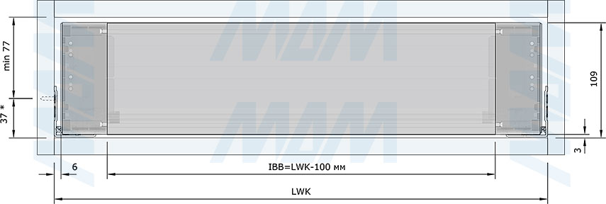 Установка кронштейна внутреннего ящика LS BOX, H88 мм (артикул LS88.IBR), схема 3