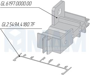 Установка между колоннами профиля GOLINE 549А с помощью универсального крепления (артикул GL.6197.0000.00)
