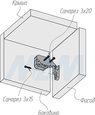 Установка защелки-толкателя (артикул 3137NI.S), схема 2