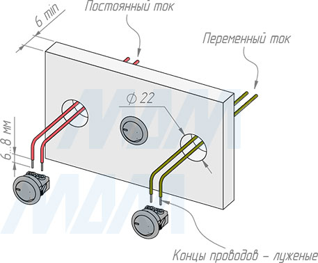 Установка врезного выключателя (артикул SW-SN-R)