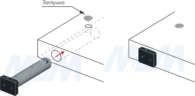 Установка регулируемой опоры REKORD TECH D12 мм с прямоугольной ножкой (артикул 303030 RT)